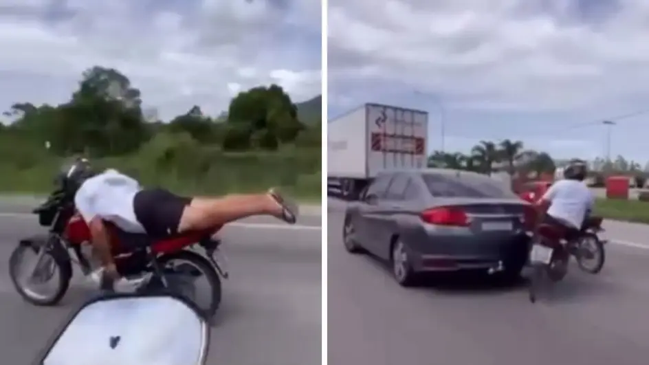 Motociclista sem habilitação fica ferido após manobra radical na BR-101, em Porto Belo