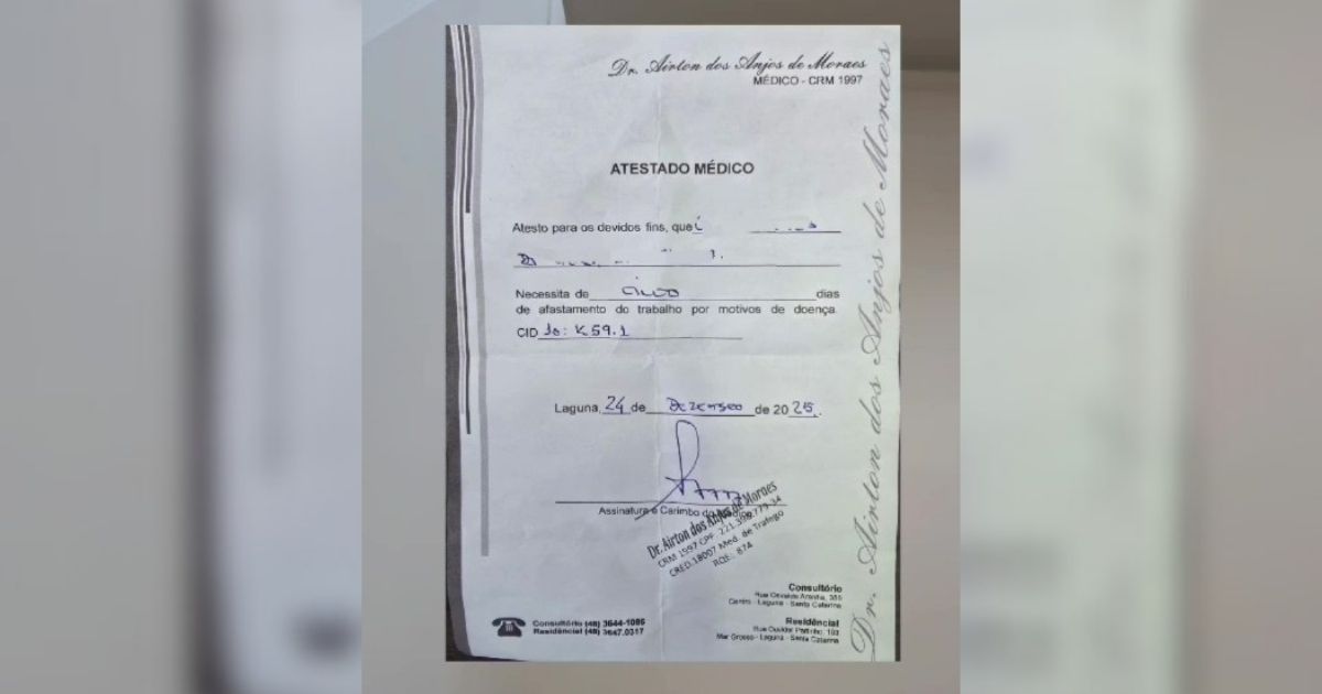 Empresário denuncia suposta venda de atestados médicos em clínica de Laguna