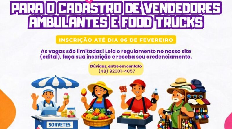 INSCRIÇÕES ABERTAS: PREFEITURA DE PESCARIA BRAVA CONVOCA COMERCIANTES PARA O CARNAVAL CULTURAL 2026